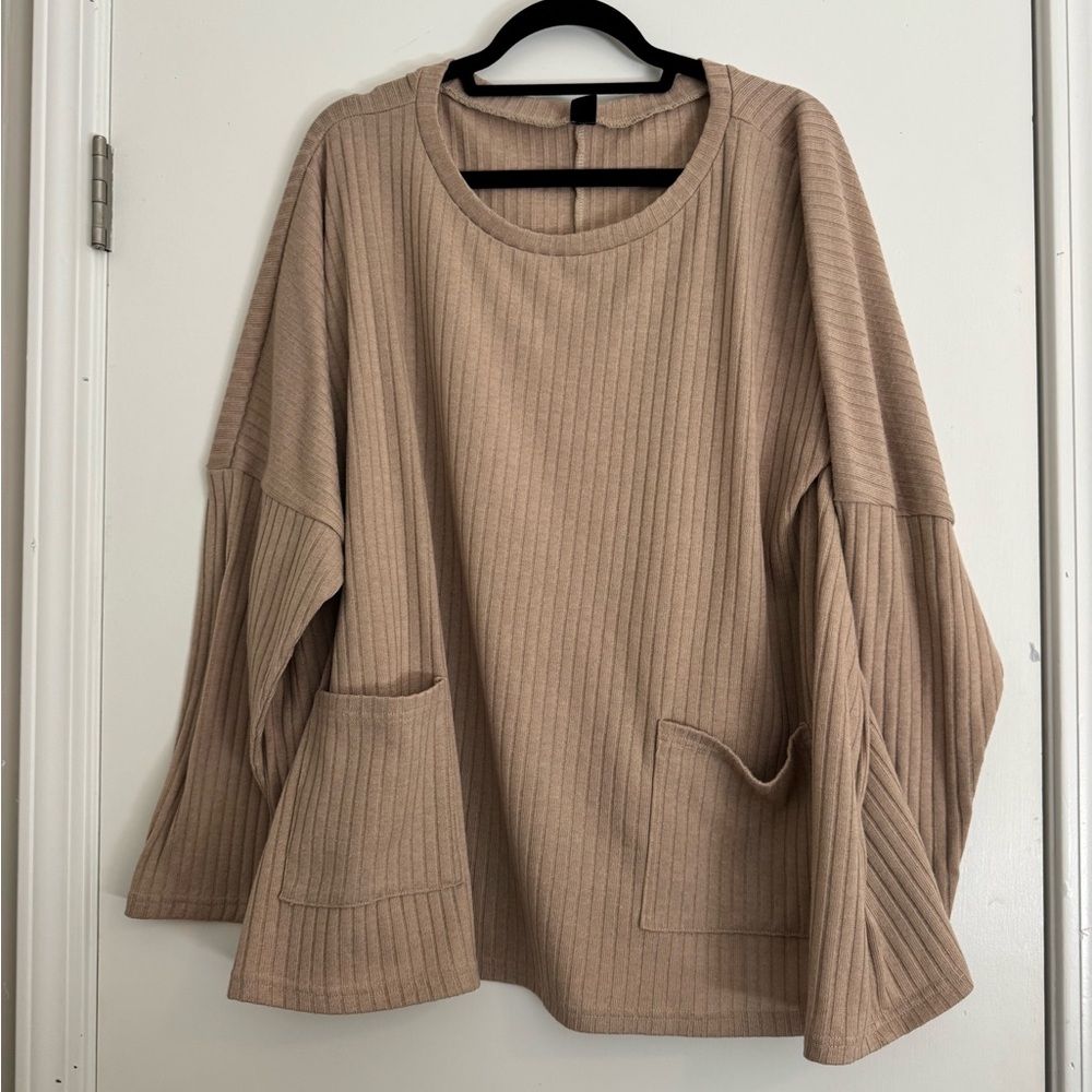 SHEIN Ribbed Beige Sweater